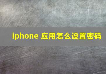 iphone 应用怎么设置密码